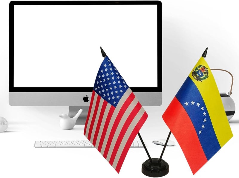 Zigvert US & Venezuela Friendship Flag Display - Twin Desk Set-Miniature Desktop Flag - Image 3